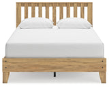 Bermacy Queen Platform Panel Bed with Dresser and 2 Nightstands in Light Brown - PKG017255