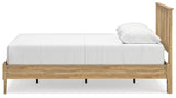 Bermacy Queen Platform Panel Bed with Dresser and 2 Nightstands in Light Brown - PKG017255