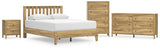 Bermacy Queen Platform Panel Bed with Dresser, Chest and Nightstand in Light Brown - PKG017260