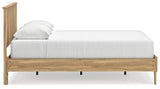 Bermacy Queen Platform Panel Bed with Dresser in Light Brown - PKG017254