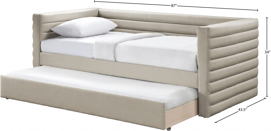 Beverly Vegan Leather Twin Daybed Beige from Meridian - Luna Furniture