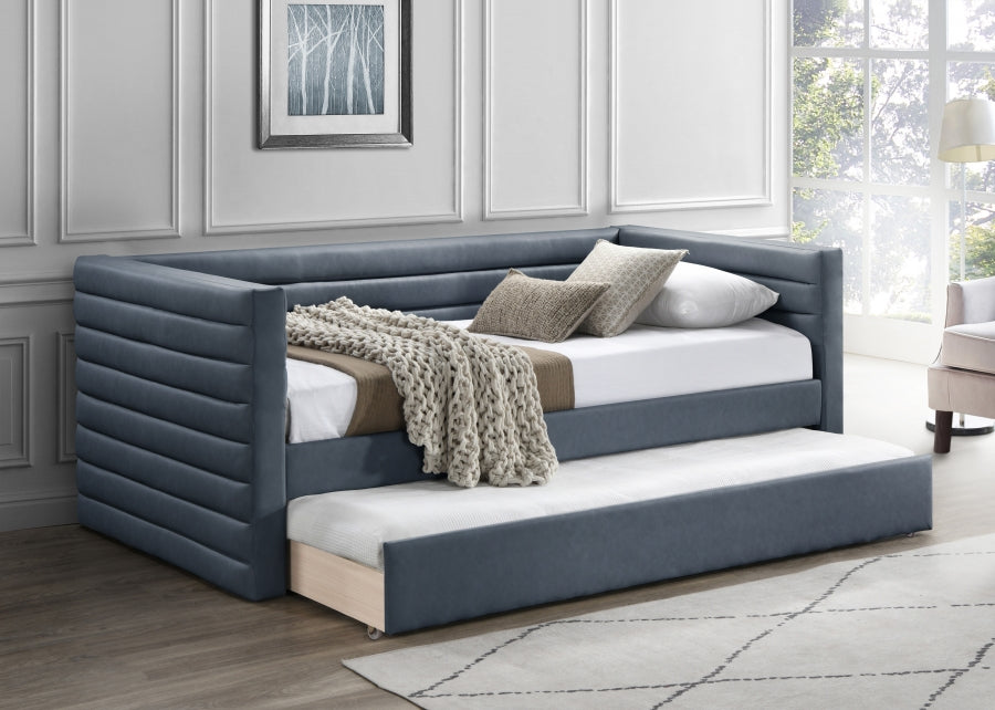 Beverly Vegan Leather Twin Daybed Blue from Meridian - Luna Furniture