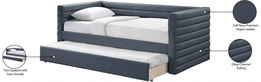 Beverly Vegan Leather Twin Daybed Blue from Meridian - Luna Furniture