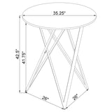 Bexter Faux Marble Round Top Bar Table White and Chrome from Coaster - Luna Furniture