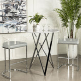 Bexter Faux Marble Round Top Bar Table White and Chrome from Coaster - Luna Furniture