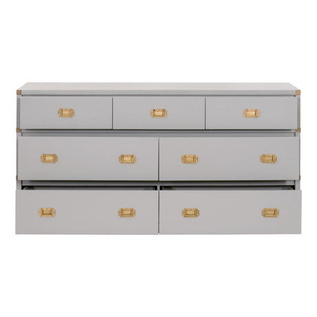 Bradley 7-Drawer Double Dresser in Dove Gray, Brushed Gold - 6132.DGR/BGLD