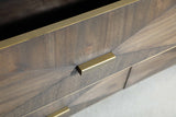 Wynn 6-Drawer Double Dresser in Burnished Brown Acacia, Brushed Gold - 6158.BBRN/BGLD