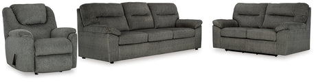 Bindura Sofa, Loveseat and Recliner in Mineral - PKG015841