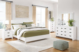 Binterglen California King Panel Bed with Mirrored Dresser, Chest and 2 Nightstands in White from Ashley - Luna Furniture