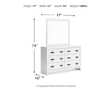 Binterglen California King Panel Bed with Mirrored Dresser, Chest and 2 Nightstands in White from Ashley - Luna Furniture