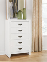 Binterglen California King Panel Bed with Mirrored Dresser, Chest and 2 Nightstands in White from Ashley - Luna Furniture