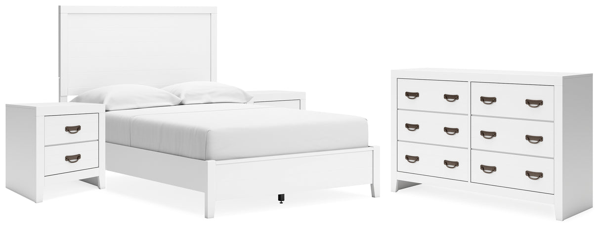 Binterglen Full Panel Bed with Dresser and 2 Nightstands in White from Ashley - Luna Furniture