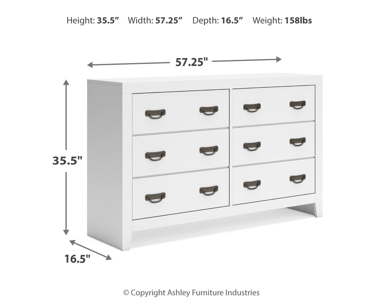 Binterglen Full Panel Bed with Dresser and 2 Nightstands in White from Ashley - Luna Furniture