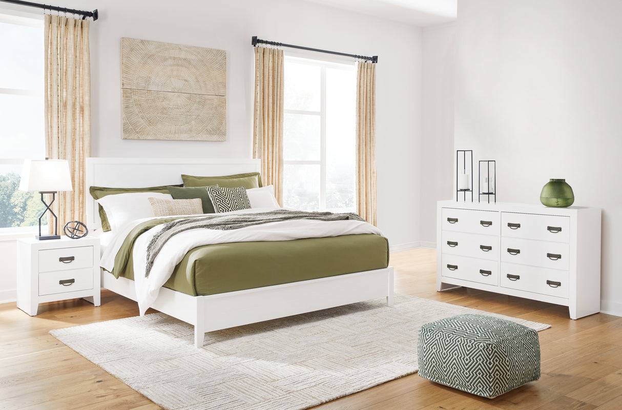 Binterglen Full Panel Bed with Dresser and 2 Nightstands in White from Ashley - Luna Furniture