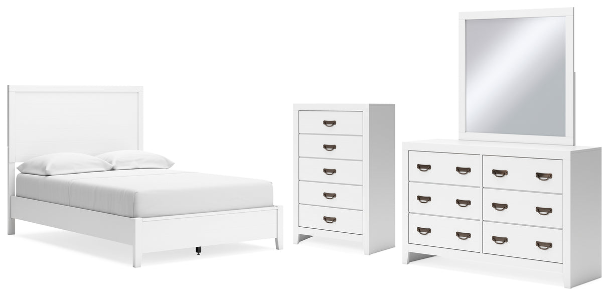 Binterglen Full Panel Bed with Mirrored Dresser and Chest in White from Ashley - Luna Furniture