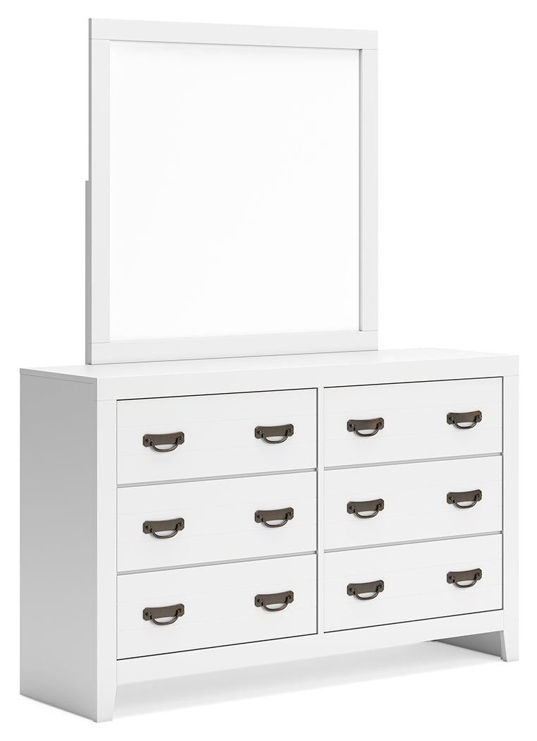 Binterglen Full Panel Bed with Mirrored Dresser and Nightstand in White from Ashley - Luna Furniture