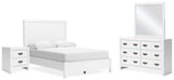 Binterglen Full Panel Bed with Mirrored Dresser and Nightstand in White from Ashley - Luna Furniture