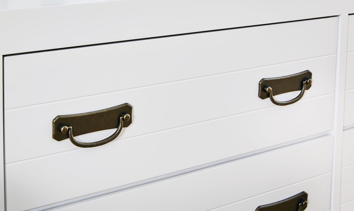 Binterglen Full Panel Bed with Mirrored Dresser and Nightstand in White from Ashley - Luna Furniture