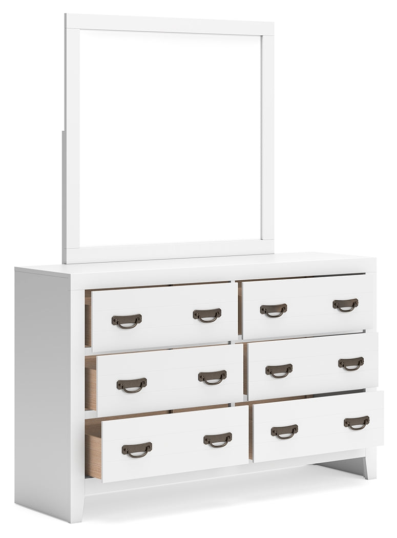 Binterglen Full Panel Bed with Mirrored Dresser and Nightstand in White from Ashley - Luna Furniture