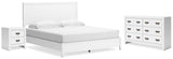 Binterglen King Panel Bed with Dresser and Nightstand in White from Ashley - Luna Furniture