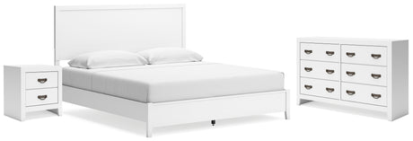 Binterglen King Panel Bed with Dresser and Nightstand in White - PKG019197