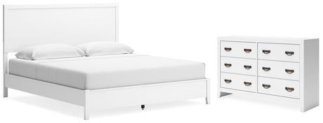 Binterglen King Panel Bed with Dresser in White - PKG016706