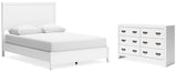 Binterglen Queen Panel Bed with Dresser in White from Ashley - Luna Furniture