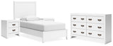 Binterglen Twin Panel Bed with Dresser and 2 Nightstands in White from Ashley - Luna Furniture