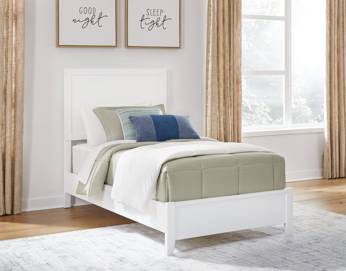 Binterglen Twin Panel Bed with Dresser and 2 Nightstands in White from Ashley - Luna Furniture