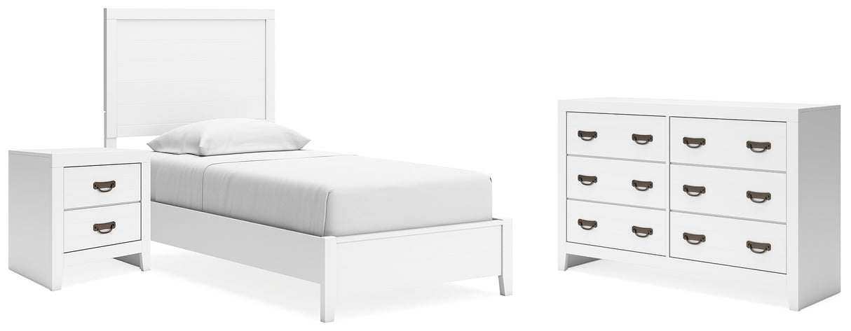 Binterglen Twin Panel Bed with Dresser and Nightstand in White from Ashley - Luna Furniture