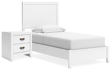 Binterglen Twin Panel Bed with Nightstand in White from Ashley - Luna Furniture