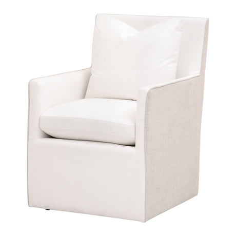 Harmony Arm Chair With Casters in Livesmart Peyton-Pearl, Performance Bisque French Linen - 6492UP.LPPRL/BIS