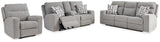 Biscoe Sofa, Loveseat and Recliner in Pewter - PKG015839