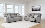 Biscoe Sofa, Loveseat and Recliner in Pewter - PKG015839