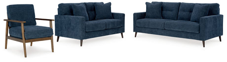 Bixler Sofa, Loveseat and Chair in Navy - PKG016463