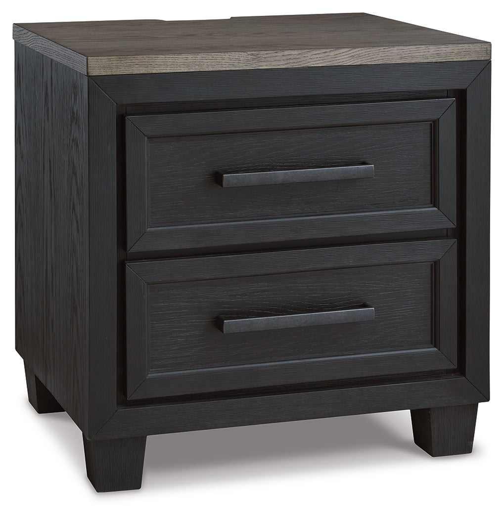 Foyland California King Panel Storage Bed with Mirrored Dresser and 2 Nightstands in Black/Brown from Ashley - Luna Furniture