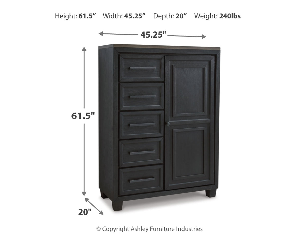 Foyland California King Panel Storage Bed with Mirrored Dresser, Chest and Nightstand in Black/Brown from Ashley - Luna Furniture