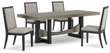 Black/Brown Foyland Dining Table and 4 Chairs - PKG014844