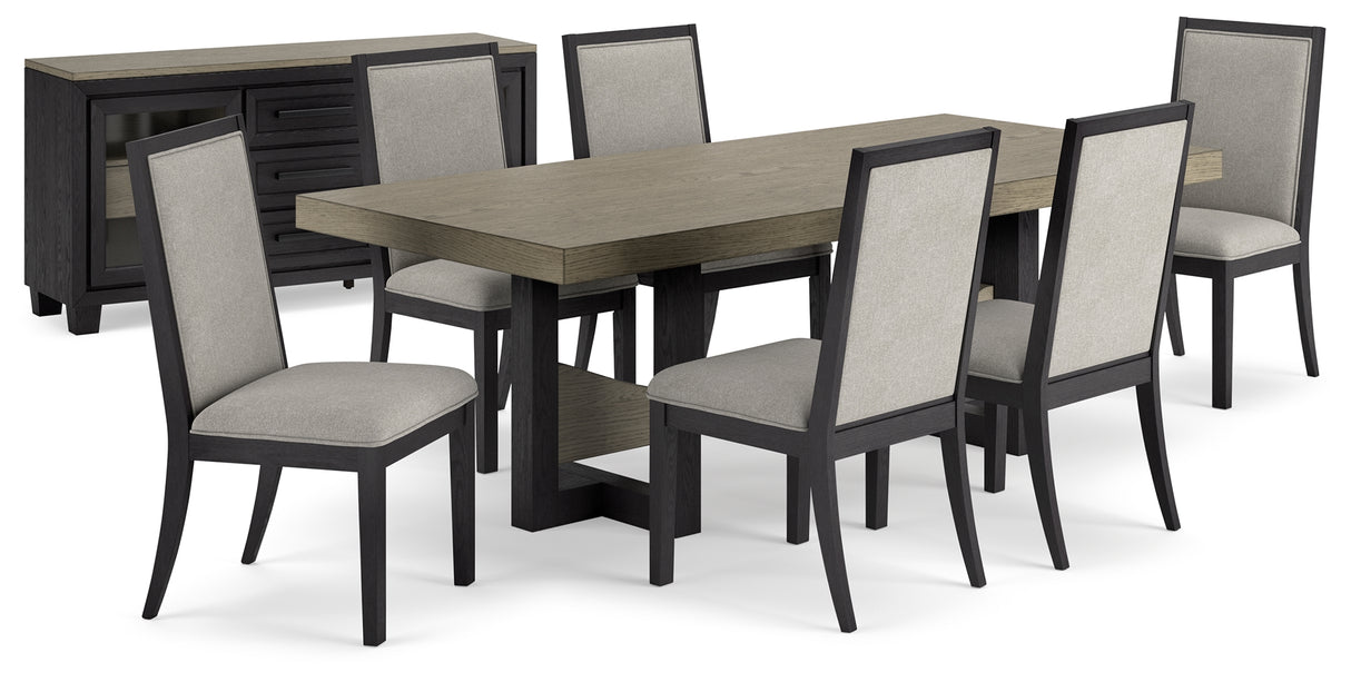 Black/Brown Foyland Dining Table and 6 Chairs with Storage - PKG014847