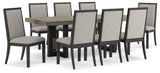 Black/Brown Foyland Dining Table and 8 Chairs - PKG014846