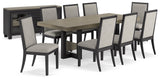 Black/Brown Foyland Dining Table and 8 Chairs with Storage - PKG014848