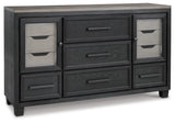 Foyland King Panel Storage Bed with Dresser in Black/Brown from Ashley - Luna Furniture