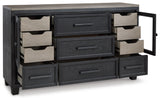 Foyland King Panel Storage Bed with Dresser in Black/Brown from Ashley - Luna Furniture