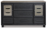 Foyland King Panel Storage Bed with Dresser in Black/Brown from Ashley - Luna Furniture