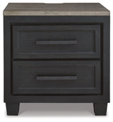 Foyland King Panel Storage Bed with Mirrored Dresser, Chest and 2 Nightstands in Black/Brown from Ashley - Luna Furniture