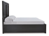 Foyland King Panel Storage Bed with Mirrored Dresser, Chest and Nightstand in Black/Brown from Ashley - Luna Furniture