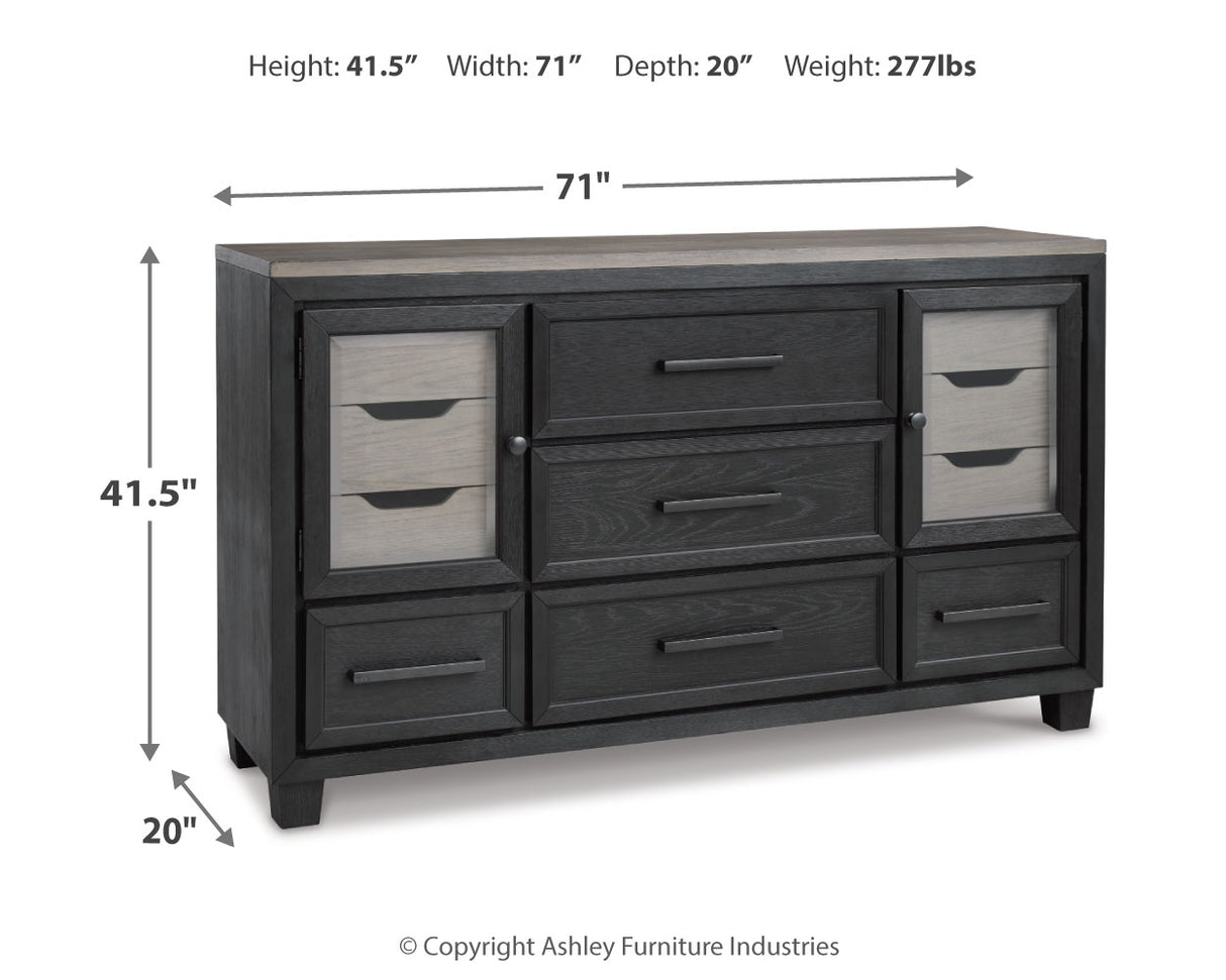 Foyland Queen Panel Storage Bed with Dresser in Black/Brown from Ashley - Luna Furniture