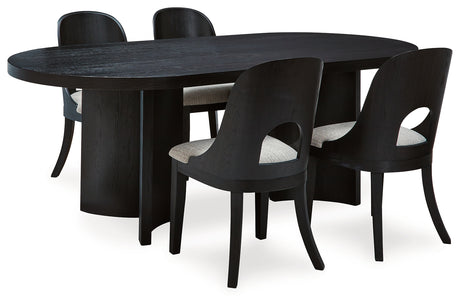 Black Rowanbeck Dining Table and 4 Chairs - PKG018648