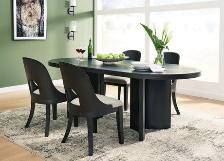 Black Rowanbeck Dining Table and 4 Chairs - PKG018648