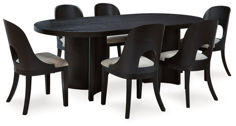 Black Rowanbeck Dining Table and 6 Chairs - PKG018649
